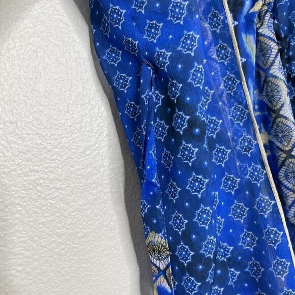 Becca Coverup M/L Boho Hippie Caftan Batik Pull Over Tunic Resort Sheer Swim - Picture 8 of 12